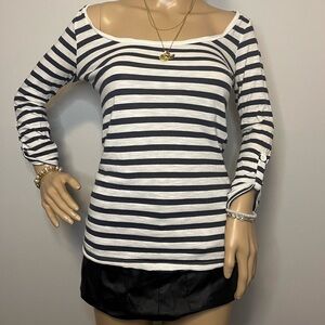 Dynamite Y2K Black White Striped Off Shoulder Top 2000s Aesthetic